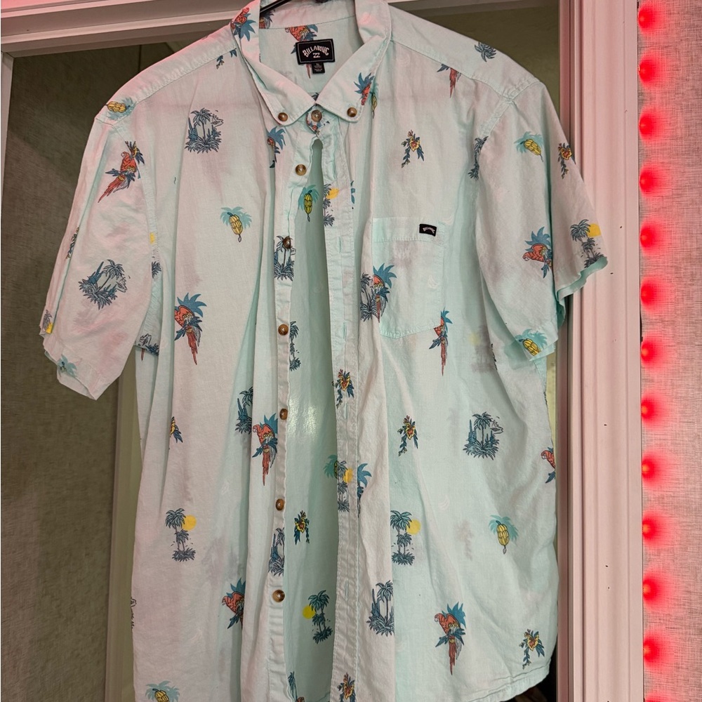 Billabong Mint Green Tropical Print Shirt